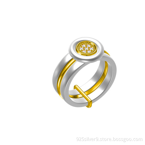 Wholesales customized 925 sterling silver jewelry ring with ceramic& CZ